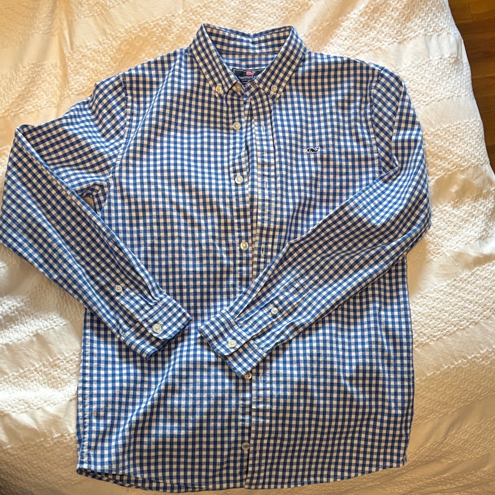 Vineyard Vines Blue and White Checkered Shirt